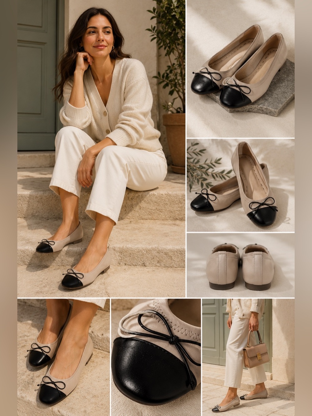 Zara Women's Flats with Black Toe and Cream Body - Picture 10 of 10